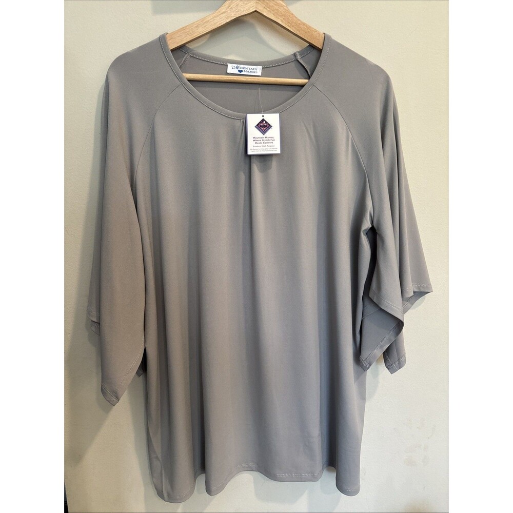 Mountain‎ Mamas NWT Size Large Extra Large Light Gray Top Tunic Flowy Sleeves